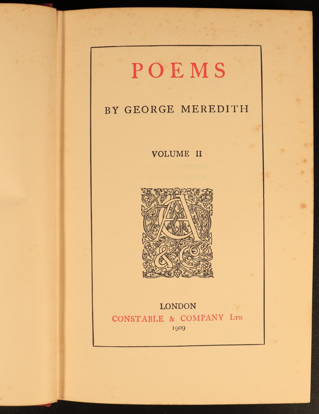 1909 Poems by George Meredith 2 Volume Antique British Poetry Book Set