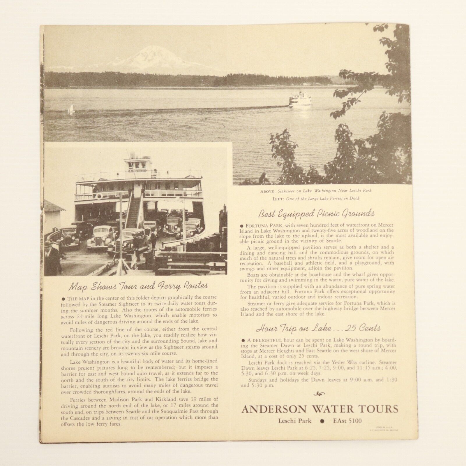 c1935 Seeing Seattle By Water American Tourism Brochure Anderson Water Tours