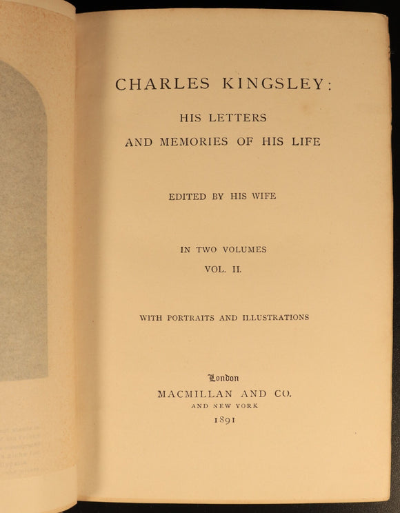 1891 Charles Kingsley Letters & Life British Religious History & Biography Books