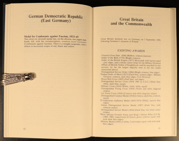 Medals, Decorations & Orders Of WW2 by AA Purves 1986 Military Reference Book