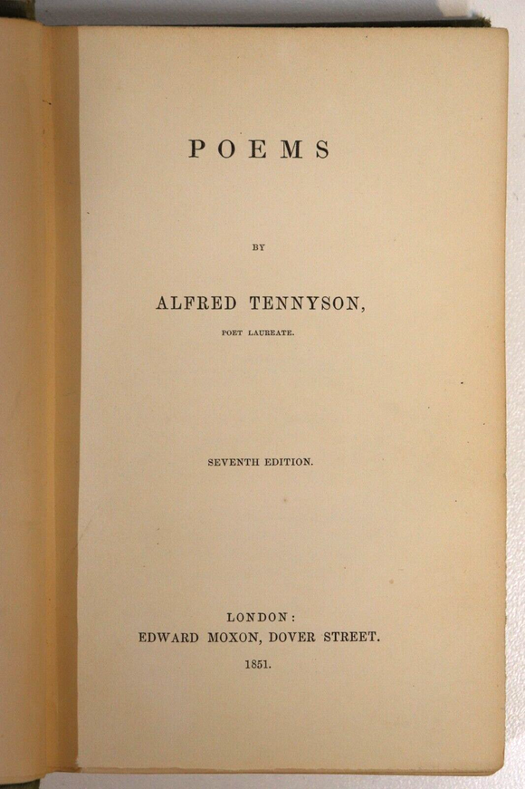 1851 Poems by Alfred Tennyson Antique British Poetry Book Edward Moxon 7th Ed