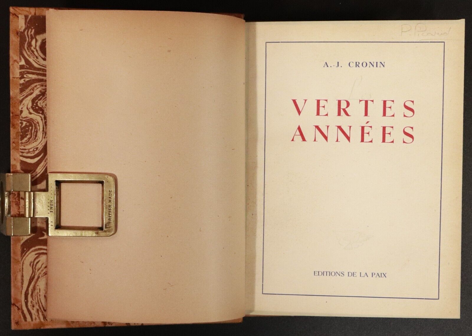 1945 Les Vertes Annees by AJ Cronin Ltd Edition French Fiction Book Fine Binding