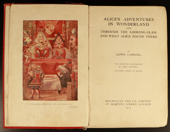 1911 Alice's Adventures In Wonderland L Carroll & J Tenniel Antique Fiction Book