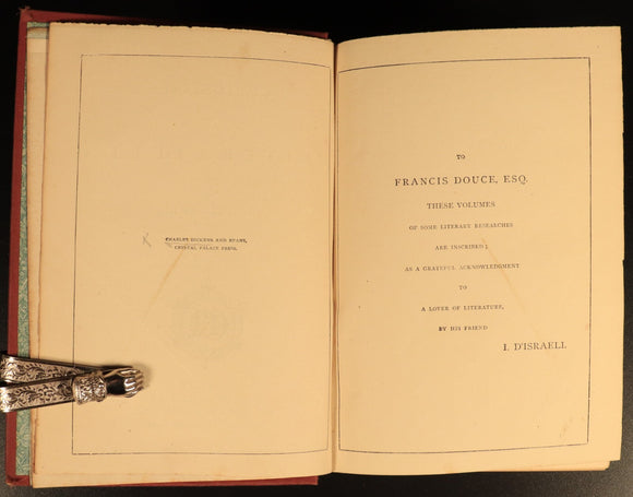c1879 Curiosities Of Literature Isaac D'Israeli Antiquarian British History Book