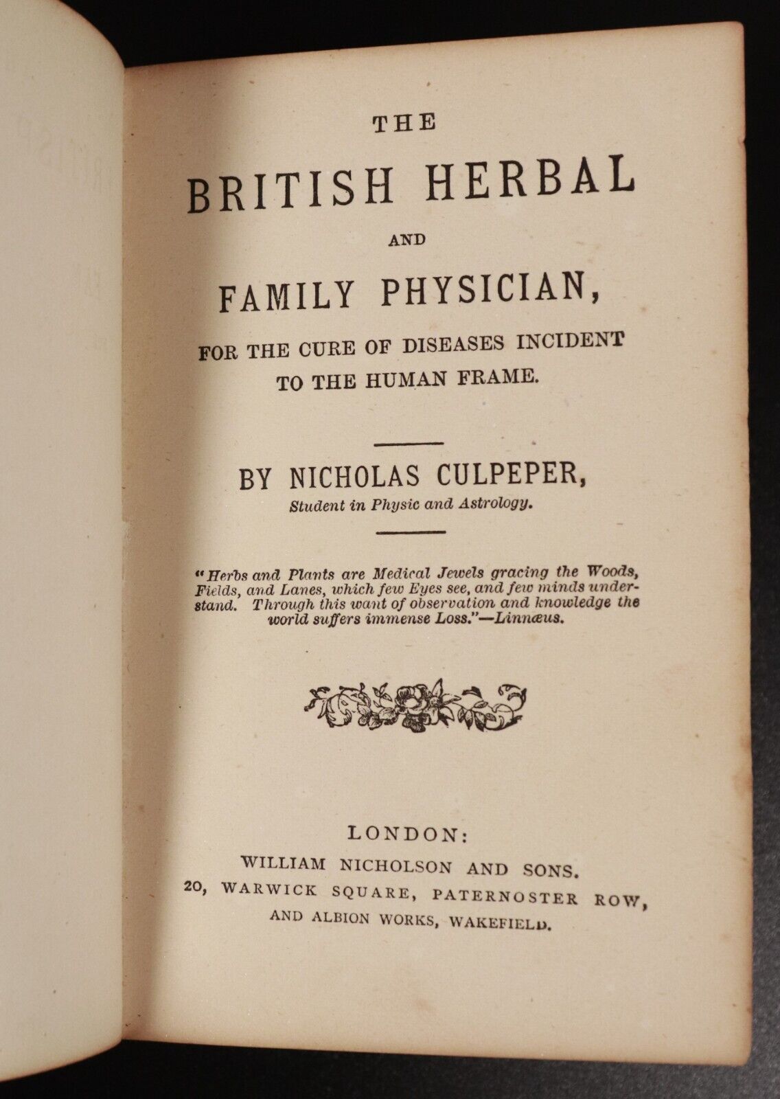 c1875 The British Herbal & Family Physician by N. Culpeper Antique Medical Book