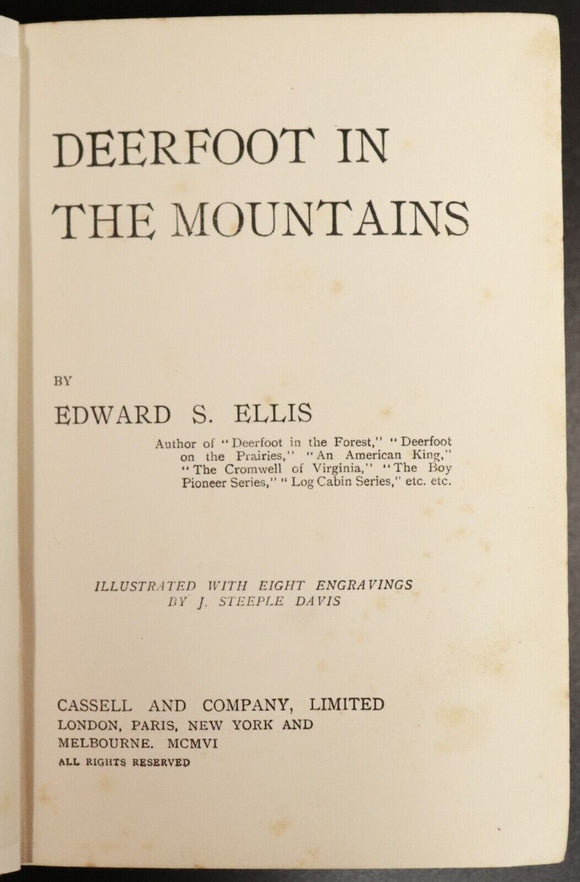 1906 Deerfoot On The Mountains by Edward S. Ellis Antique Fiction Book