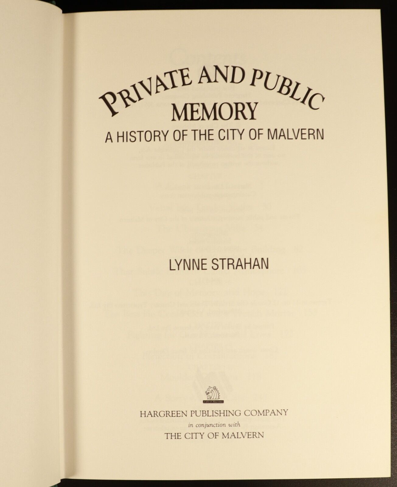 Private & Public Memory History Of Malvern by L. Strahan Australian History Book