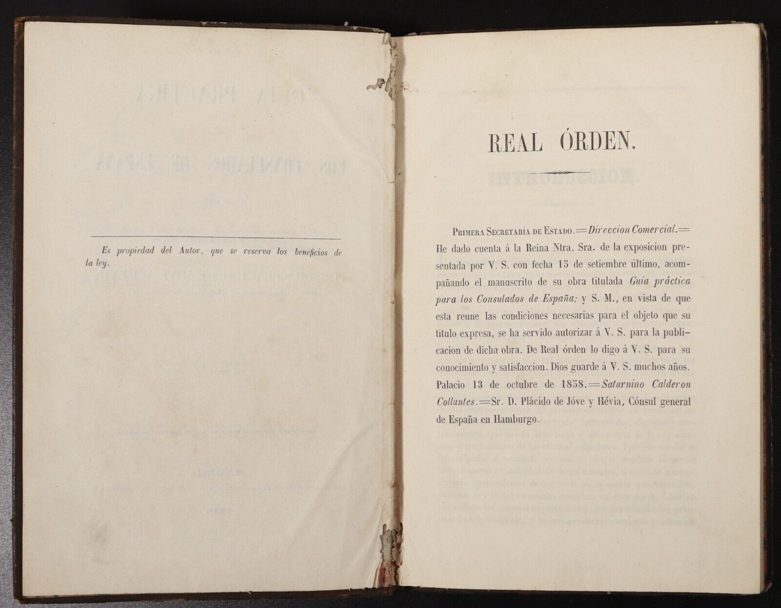 1858 Guía Práctica para los consulados de España Antiquarian History Book Spain