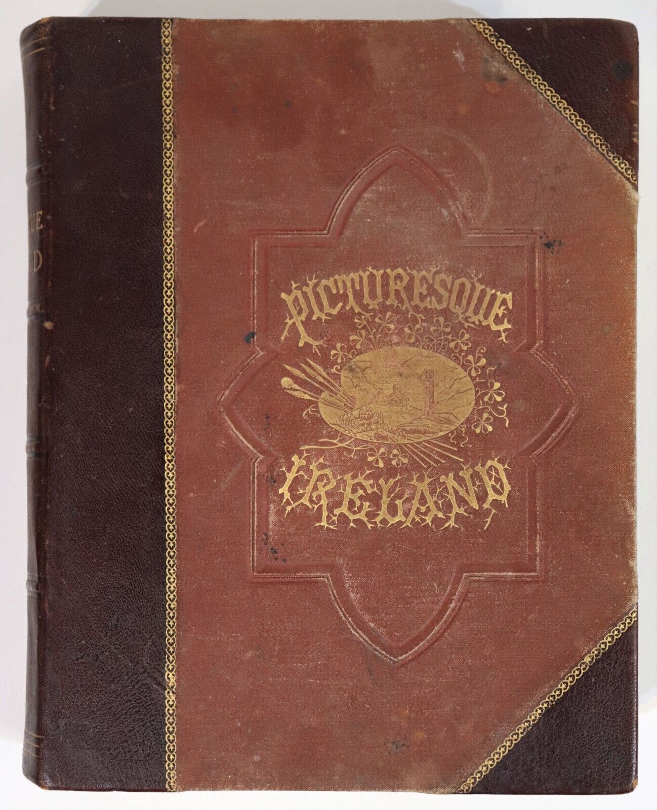 1884 Picturesque Ireland by John Savage Antiquarian Irish History Book Leather