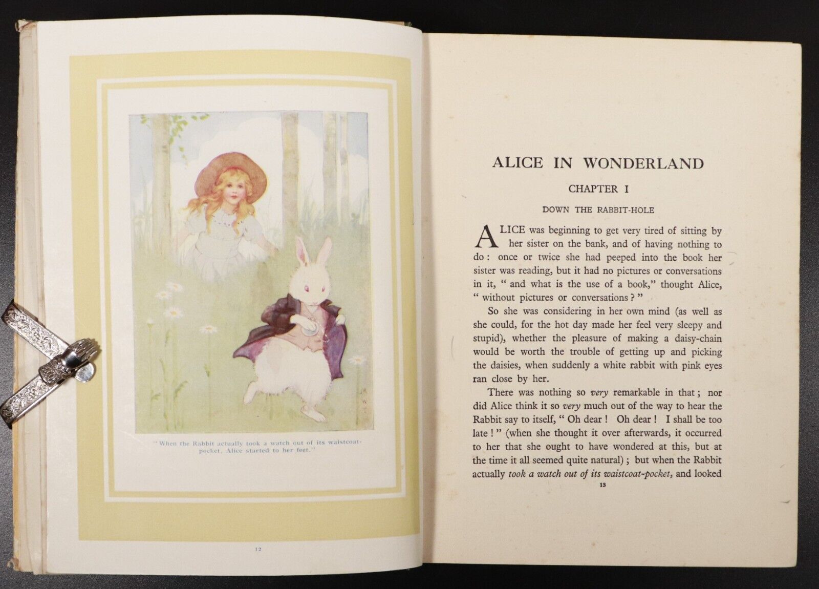 c1929 Alice's Adventures In Wonderland by Lewis Carroll Antique Book M. Tarrant