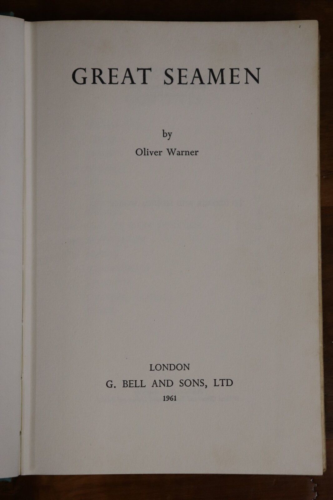 1961 Great Seamen by Oliver Warner 1st Edition Maritime Explorers Book