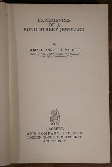 1959 Experiences Of A Bond Street Jeweller Vintage British Fiction Book Vachell - 0
