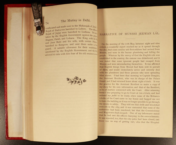 1898 Native Narratives Of Mutiny In Delhi Metcalfe Antique Military History Book