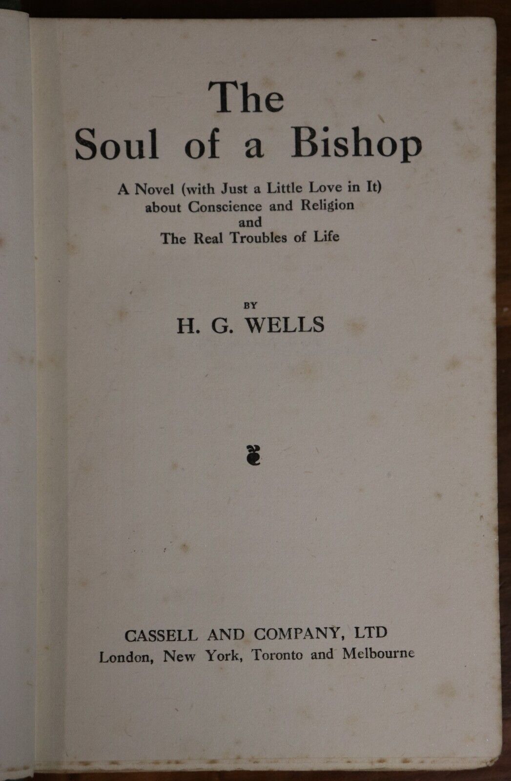 1917 The Soul Of A Bishop by HG Wells 1st Edition Ex CJ Dennis Antique Book