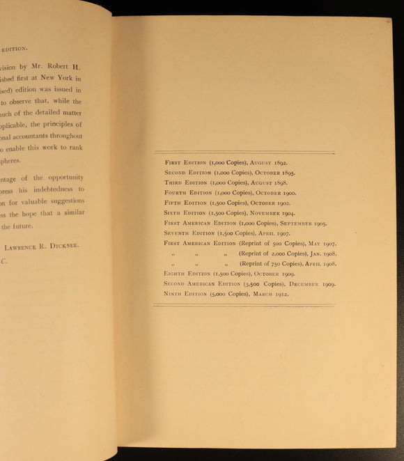 1912 Auditing Manual For Auditors by LR Dicksee Antique Financial Reference Book