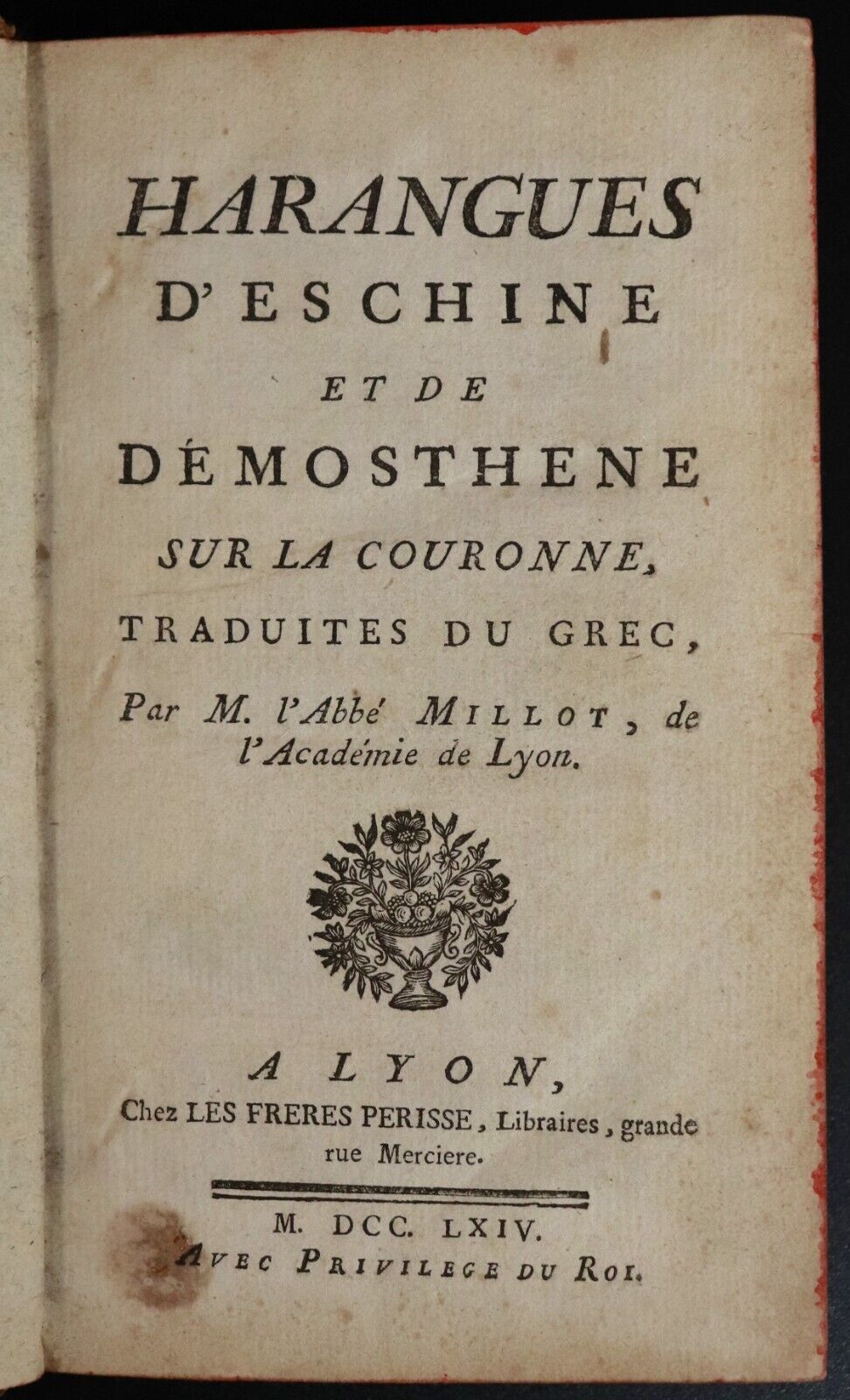 1764 Harangues D Eschine Et De Demosthene by M. Millot French Antiquarian Book - 0