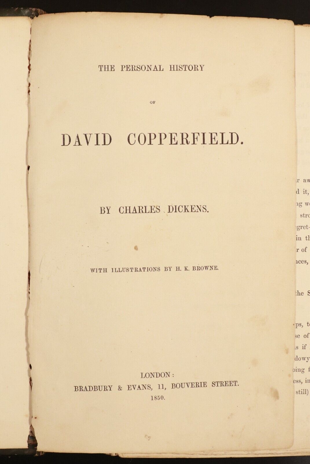 1850 Personal History Of David Copperfield by Charles Dickens Antiquarian Book - 0