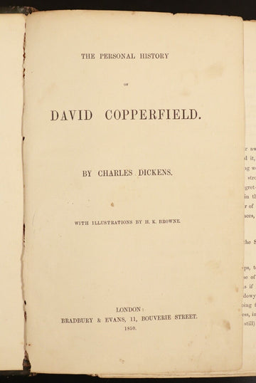 1850 Personal History Of David Copperfield by Charles Dickens Antiquarian Book - 0