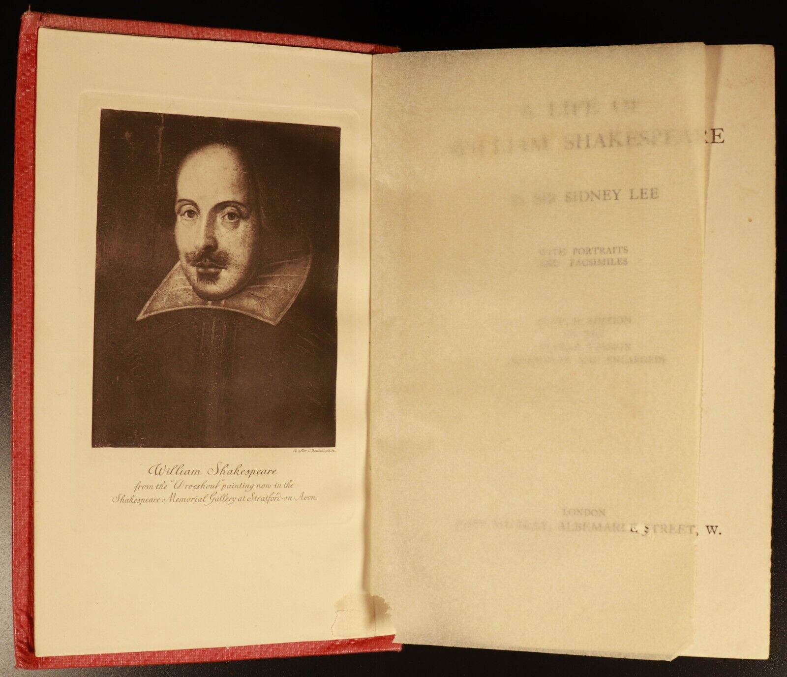 1925 Life Of William Shakespeare by Sidney Lee Antique British Literature Book