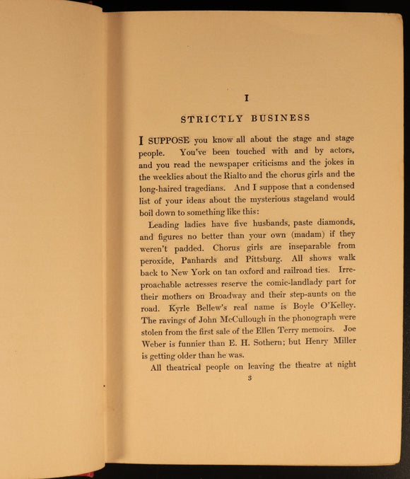 1910 Strictly Business by O. Henry 1st Edition Antique American Fiction Book