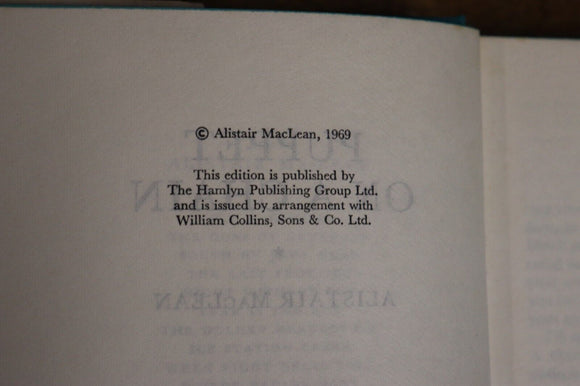 1969 Puppet On A Chain by Alistair MacLean 1st Edition Vintage Fiction Book