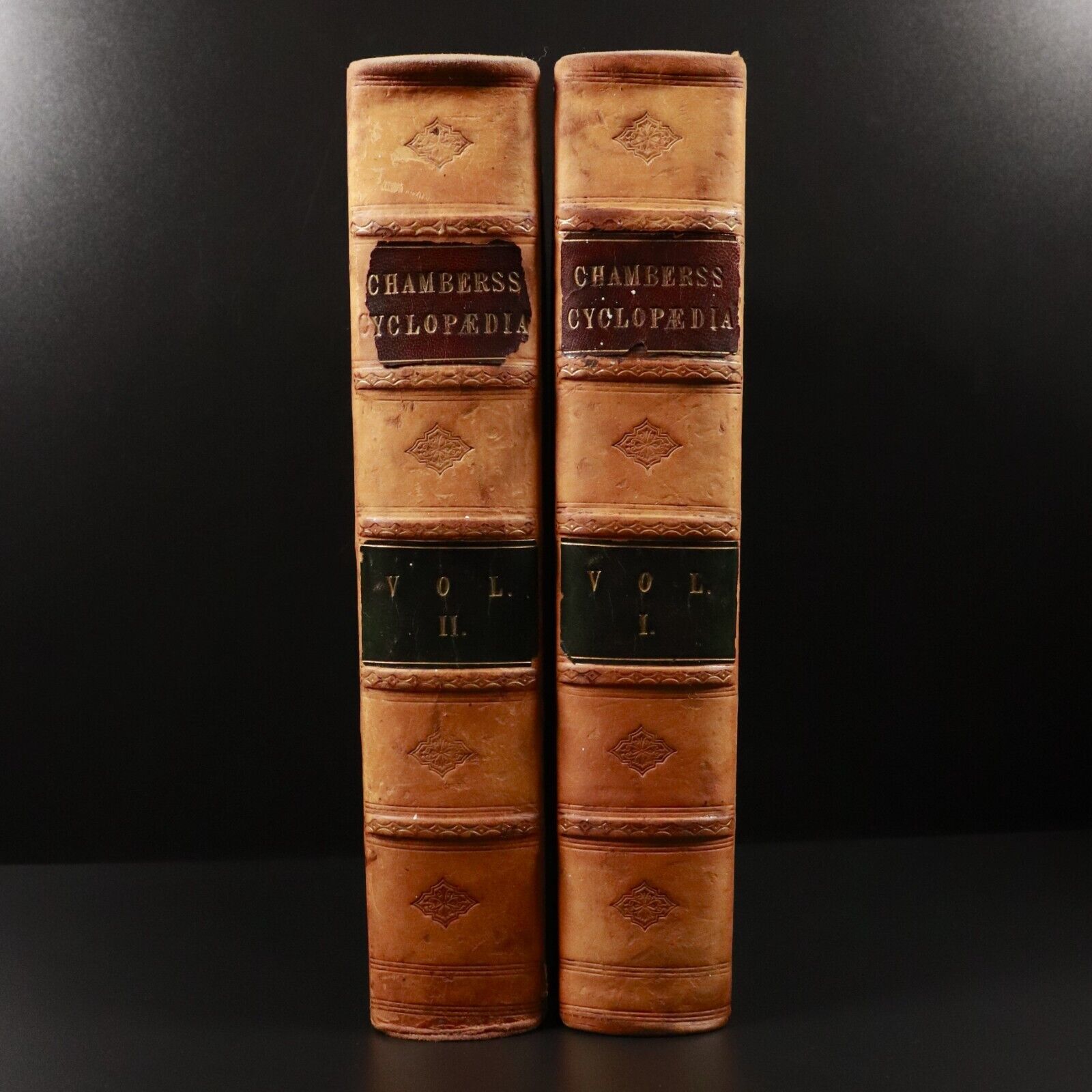 1858 2vol Cyclopaedia Of English Literature Antiquarian Leather Book Set