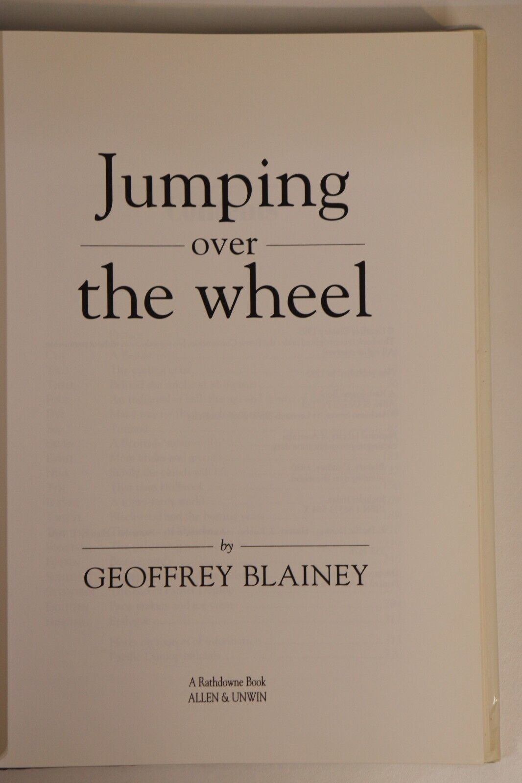 1993 Jumping Over The Wheel by G Blainey Australian Automotive History Book