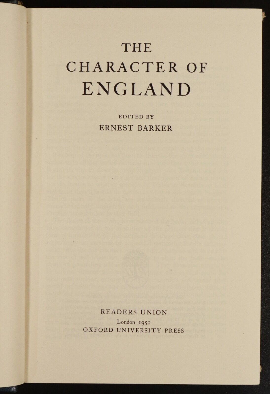 1950 The Character Of England by Ernest Barker British History Reference Book