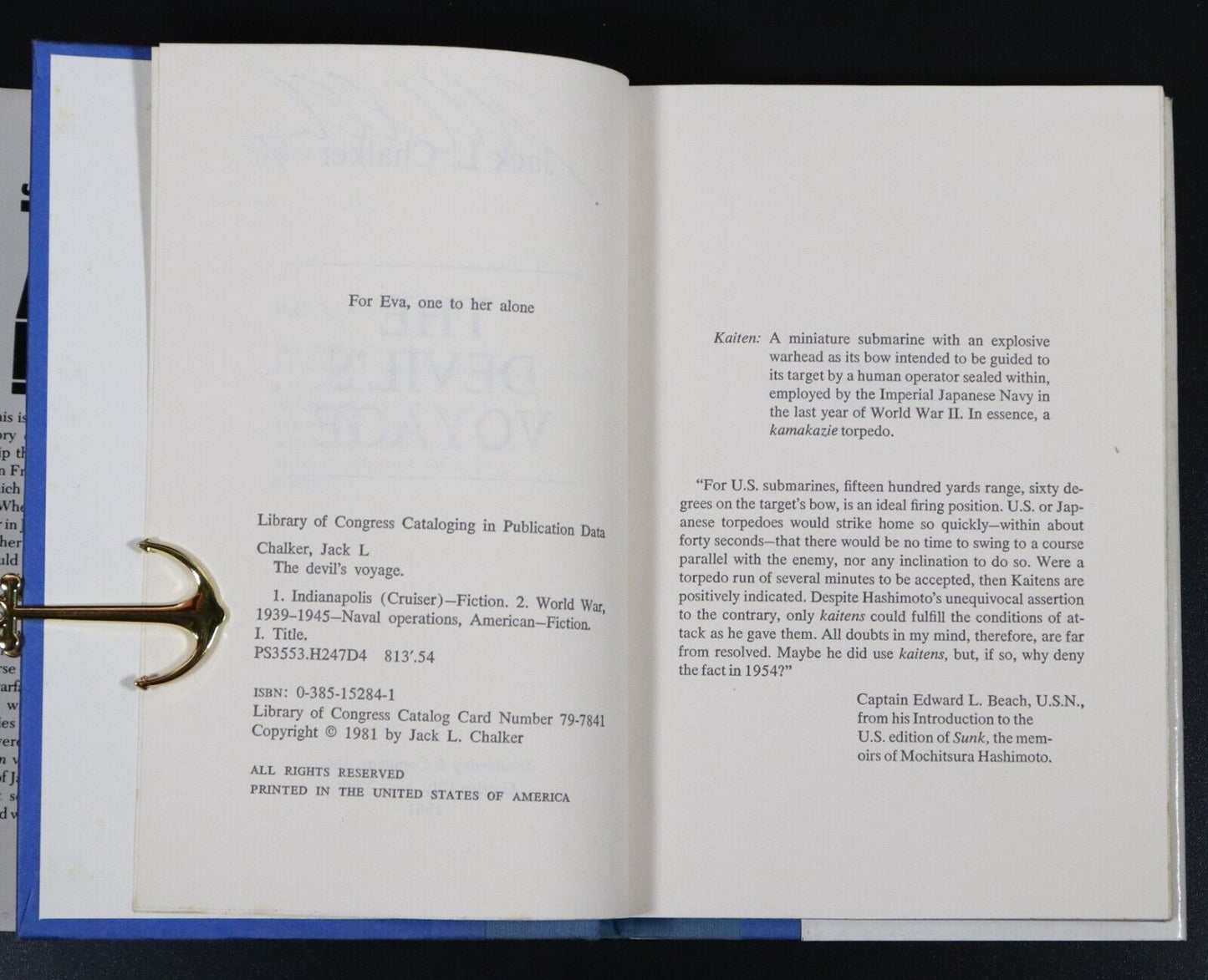 1981 The Devils Voyage by JL Chalker Vintage Military Fiction Book 1st Ed SIGNED