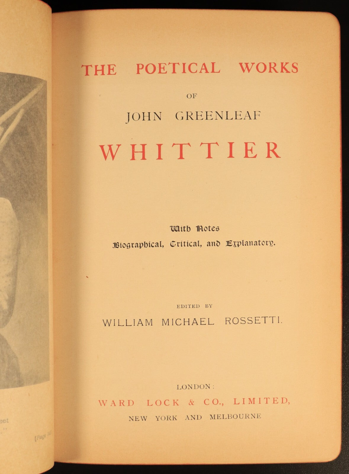 c1905 The Poetical Works Of John Greenleaf Whittier Antique American Poetry Book