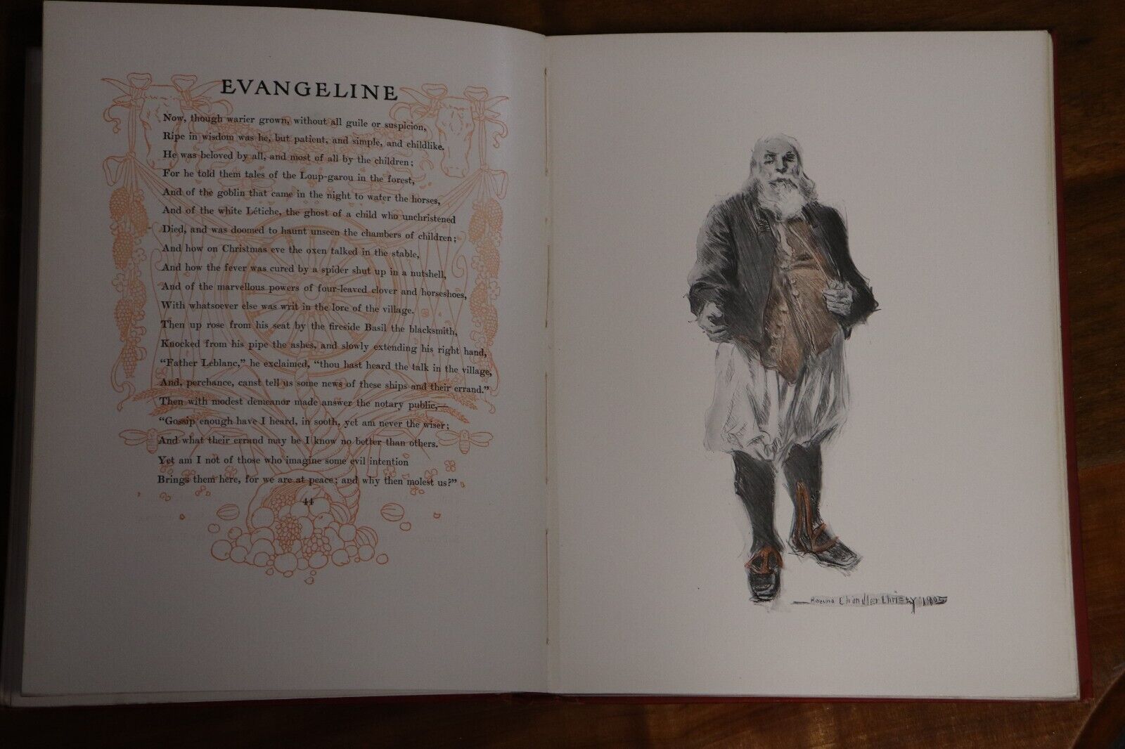 1906 Evangeline by Henry Longfellow Illustrated Antique American Poetry Book