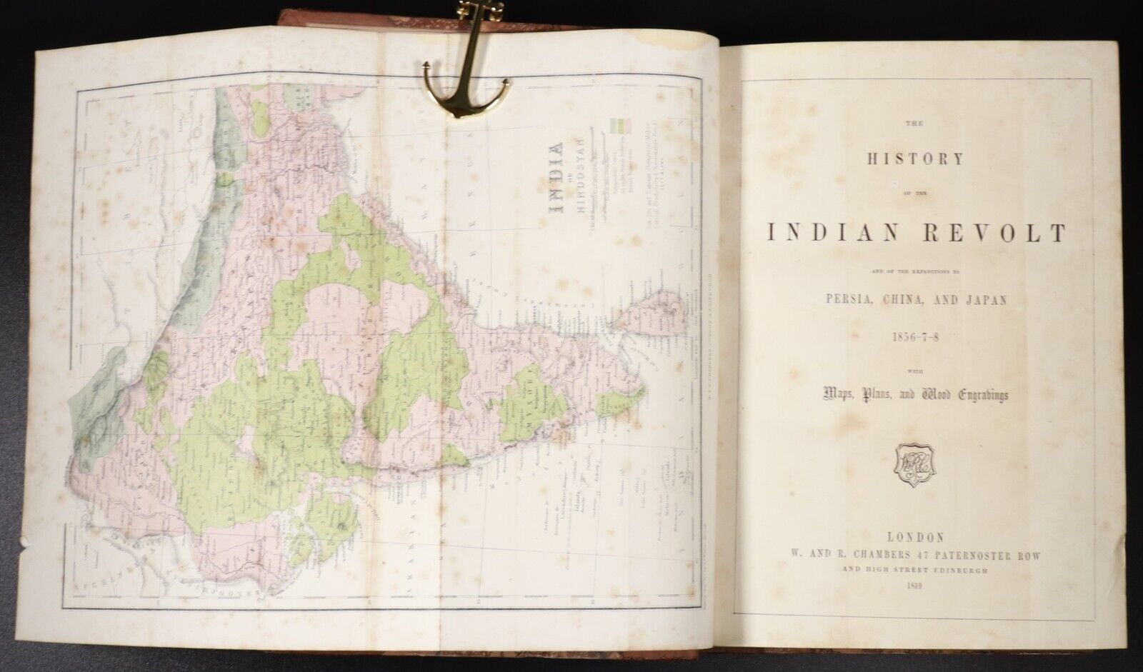 1859 History Of The Indian Revolt Persia China & Japan Antique History Book Maps