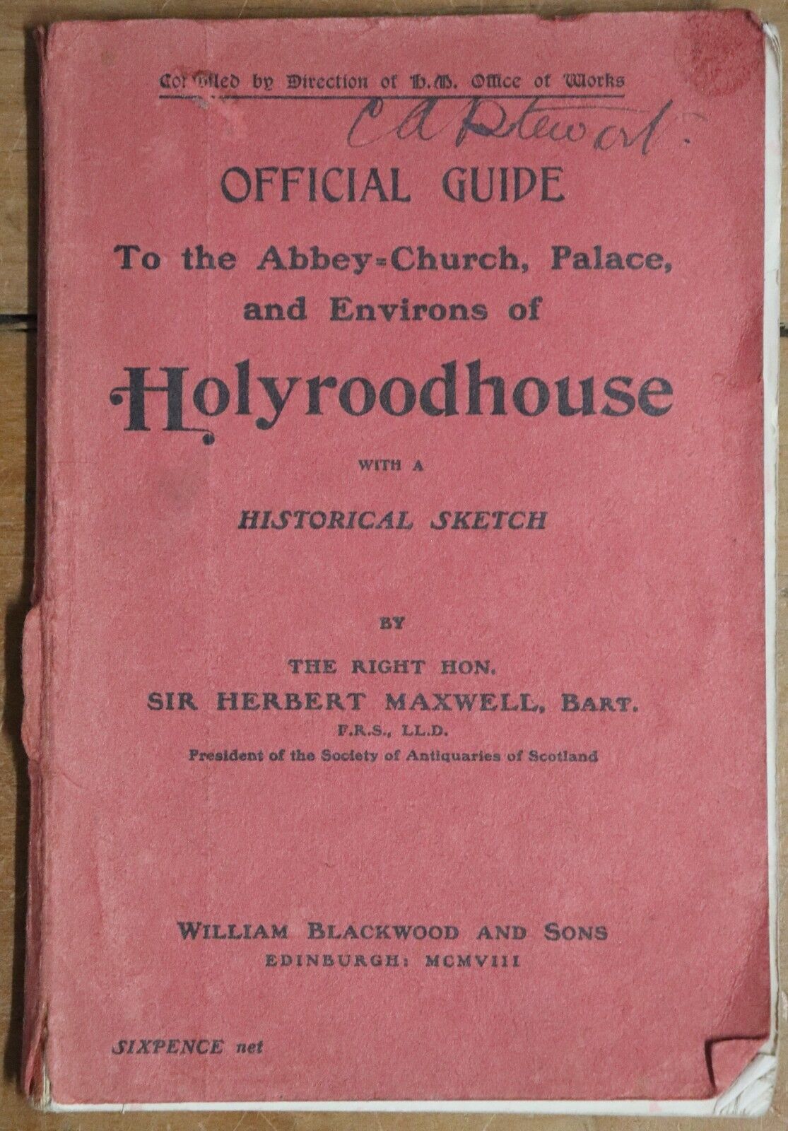 1908 Official Guide to the Abbey-Church of Holyroodhouse Antique Tour Guide