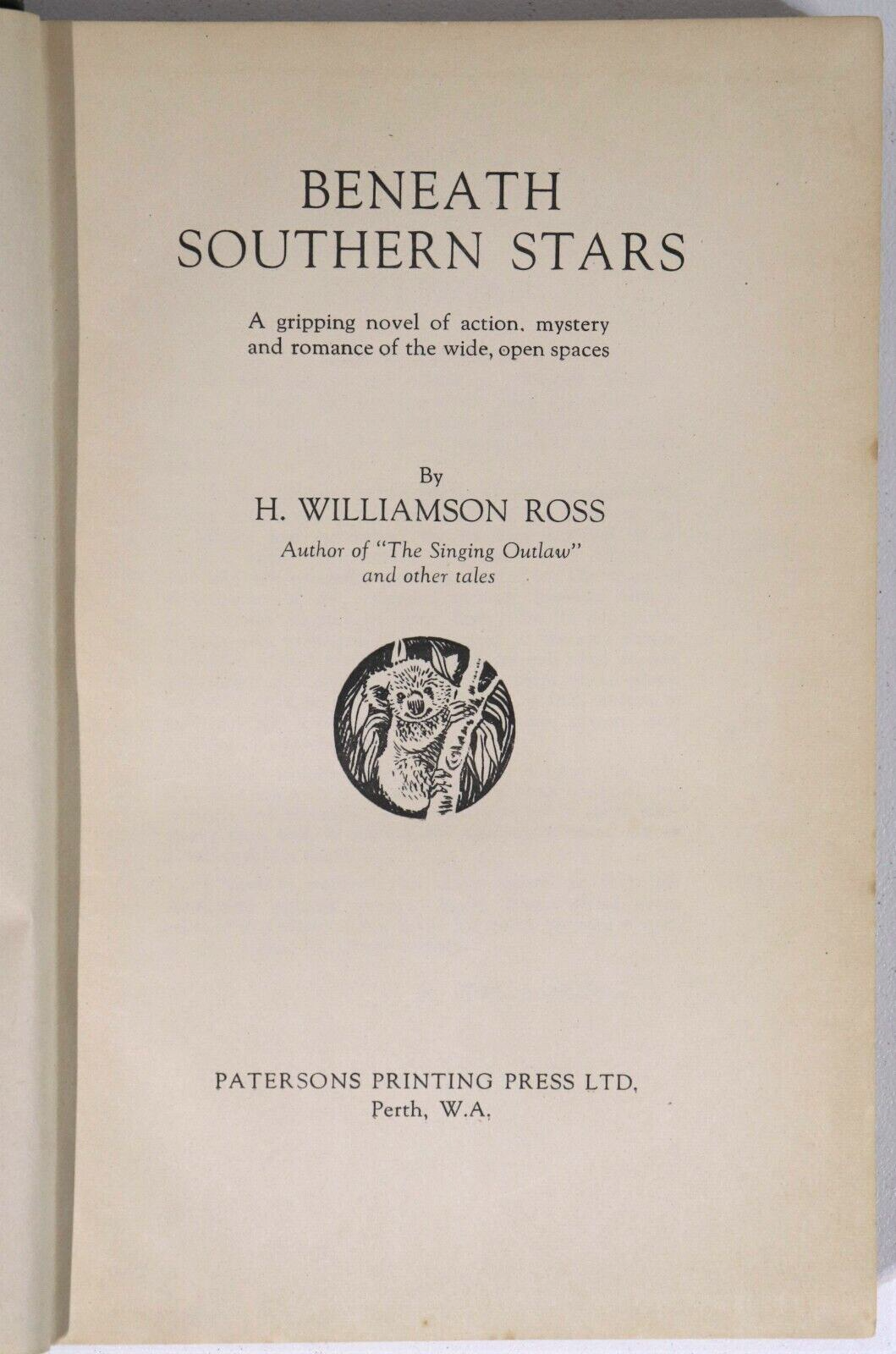 c1943 Beneath Southern Stars by HW Ross Antique Australian Fiction Book - 0