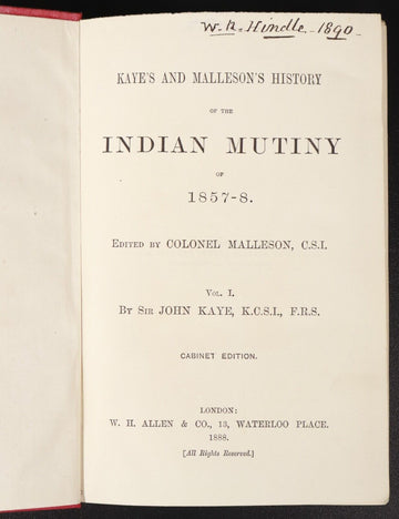 1888 6vol History Of The Indian Mutiny Kaye & Malleson Antique Military Book Set - 0