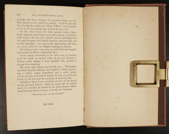1880 Samuel Lover Biographical Sketch Antique Literature Book 1st Edition
