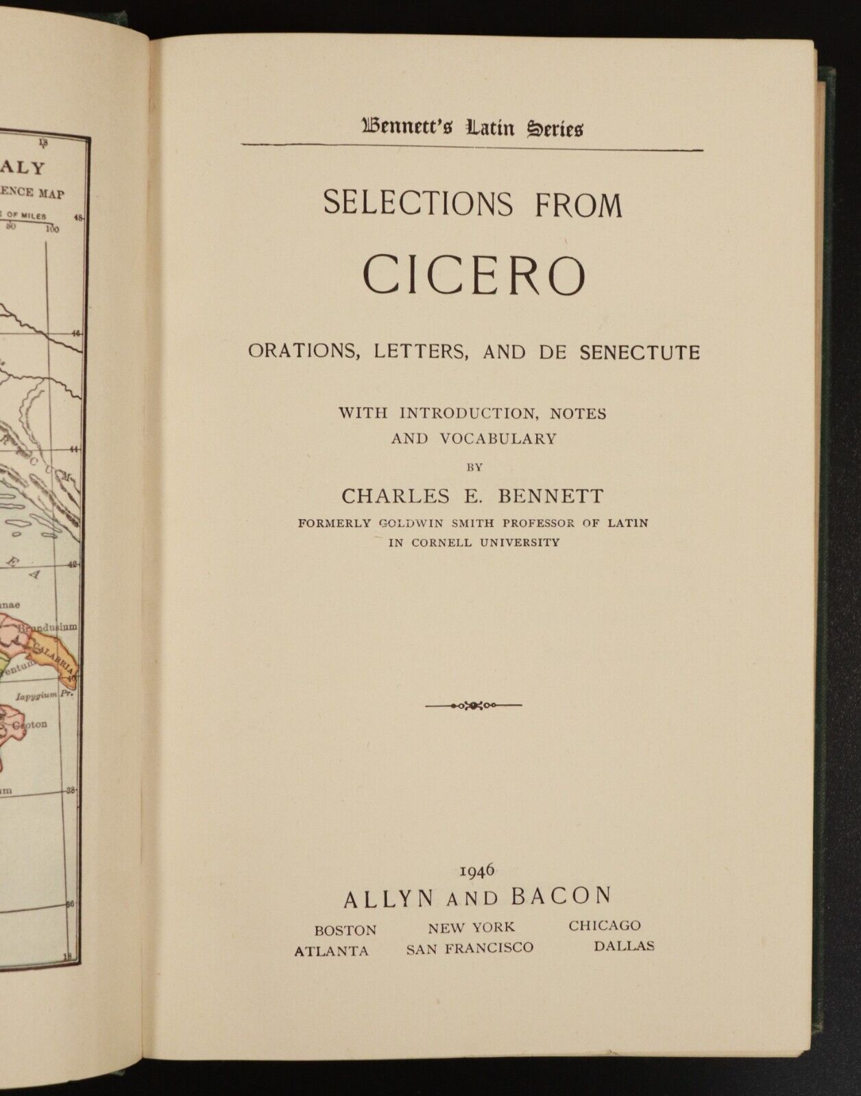 1946 Selections From Cicero by Charles E. Bennett Antique Roman History Book