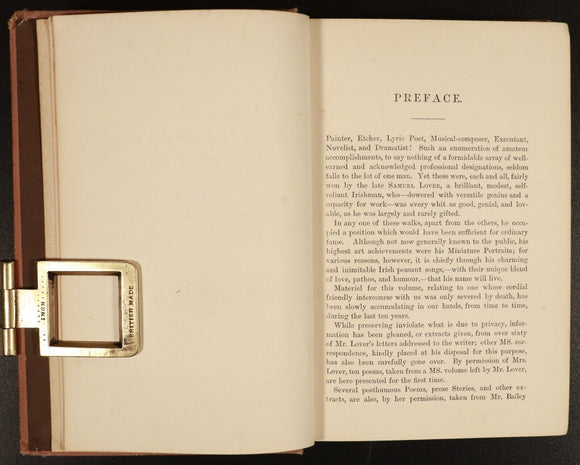 1880 Samuel Lover Biographical Sketch Antique Literature Book 1st Edition