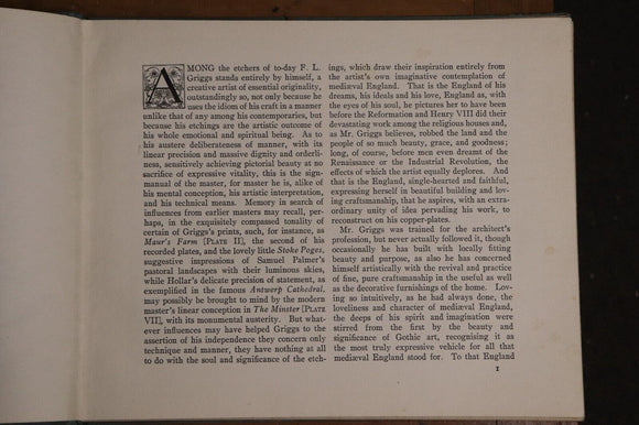 1926 Modern Masters Of Etching: FL Griggs Antique Art History Book