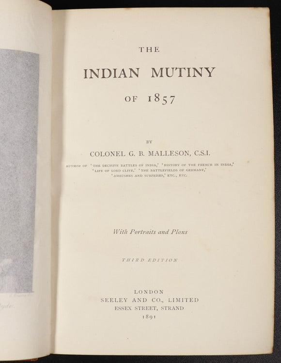 1891 The Indian Mutiny Of 1857 by GB Malleson Antique Military Book Plans Plates