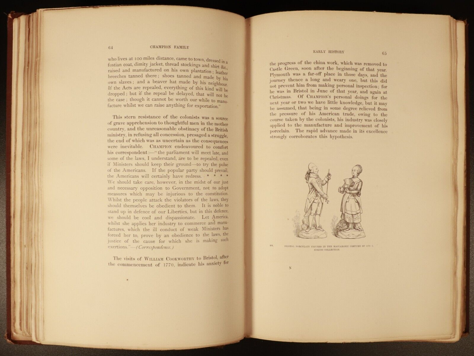 1873 Two Centures Of Ceramic Art In Bristol by R. Champion Antique History Book