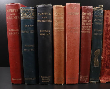 c1893 12vol Rudyard Kipling Library Antique Fiction Book Collection Bulk Lot - 0