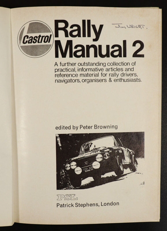 1972 Castrol Rally Manual 2 by Peter Browning Vintage Automotive Book Rally Cars