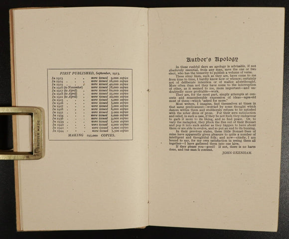 1944 Bees In Amber - Thoughtful Verse by John Oxenham British Poetry Book