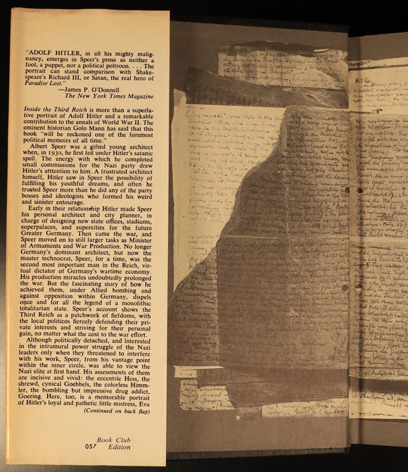 Inside The Third Reich by Albert Speer 1970 German Military History Book WW2