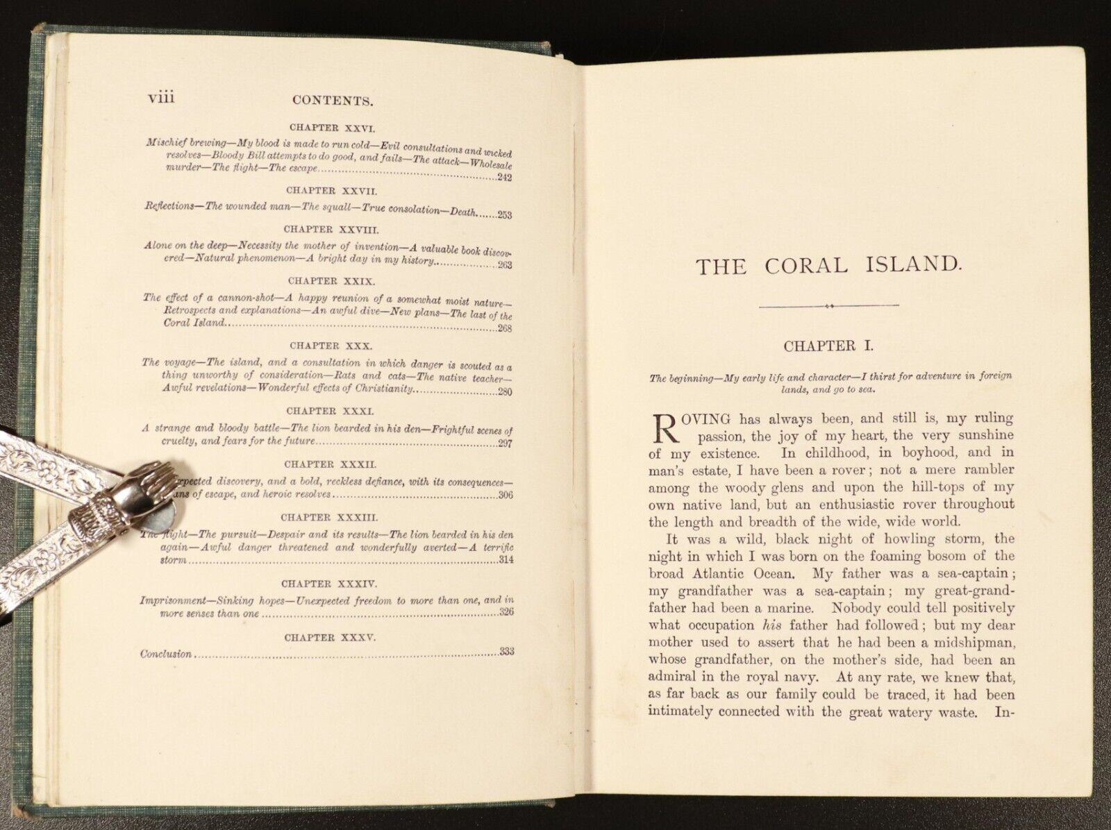 1905 The Coral Island by R.M. Ballantyne Antique Scottish Fiction Book