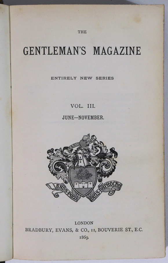 1869 3vol The Gentleman's Magazine Antique British History Reference Books