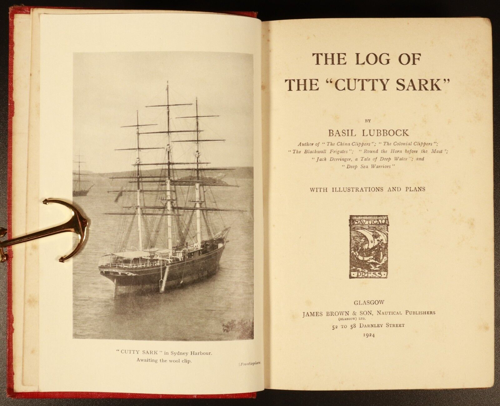 1924 The Log Of The "Cutty Sark" Antique Australian Maritime History Book 1st Ed