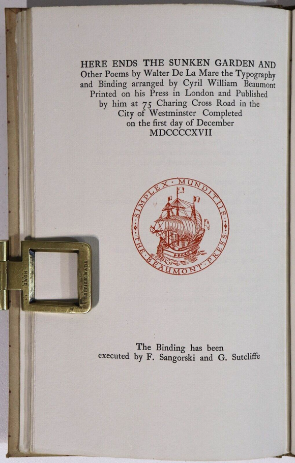 1917 The Sunken Garden by Walter De La Mare Ltd 1st Edition British Fiction Book