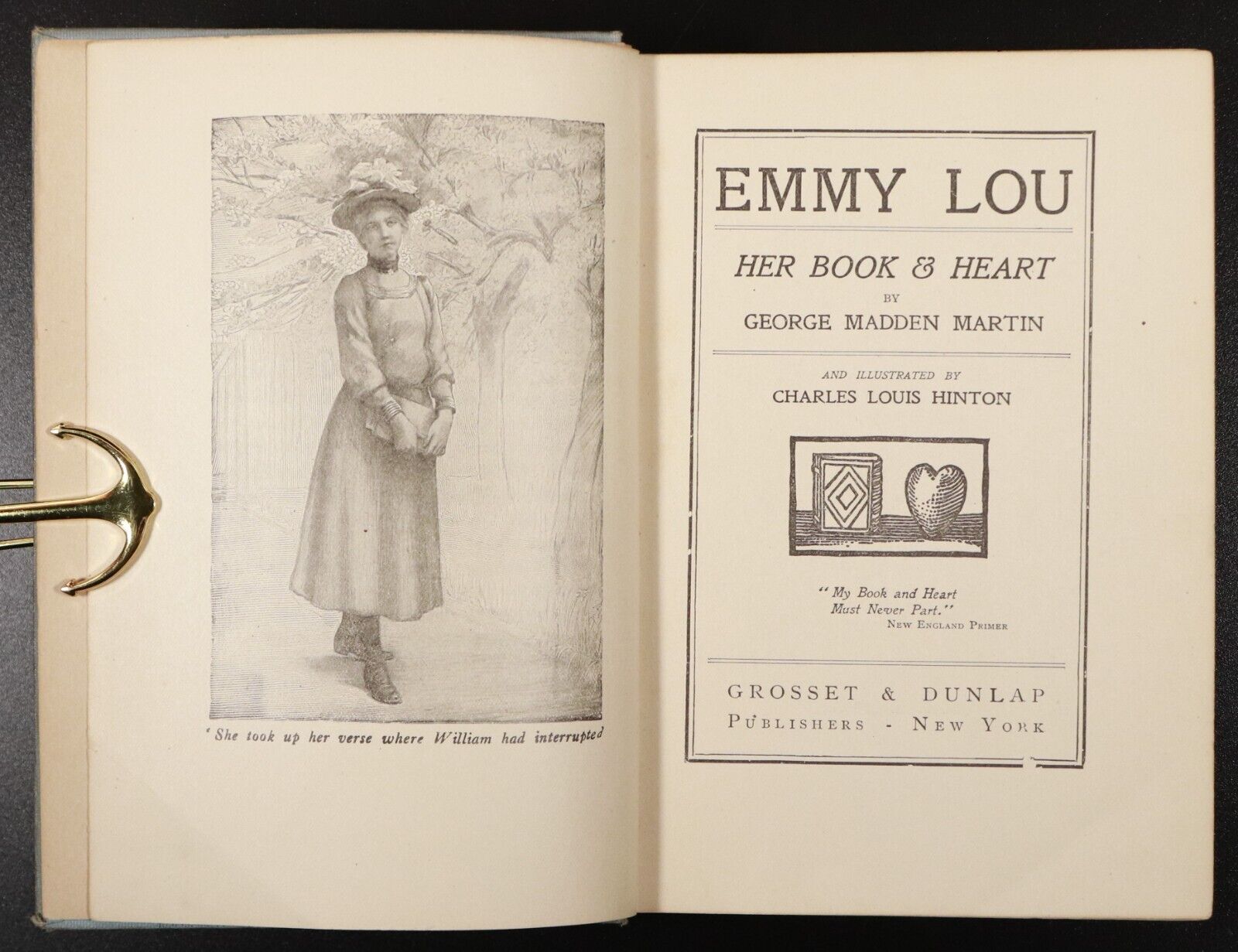 c1902 Emmy Lou Her Book & Heart by GM Martin Antique American Fiction Book - 0